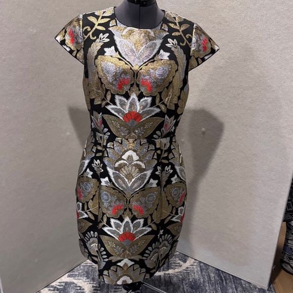 Ted Baker IMOEN Oriental Metallic Tulip Dress Embroidered size 5 US 10/12 - Picture 1 of 6